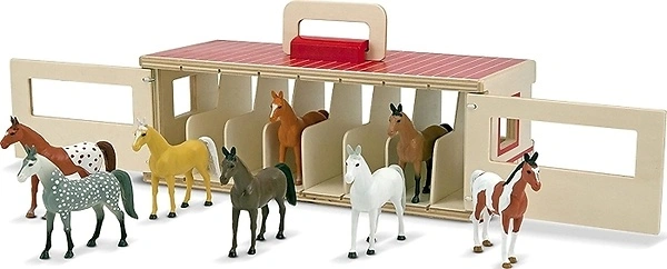 Melissa & Doug Take-Along Show-Horse Stable Play Set with 8 Horse Toys