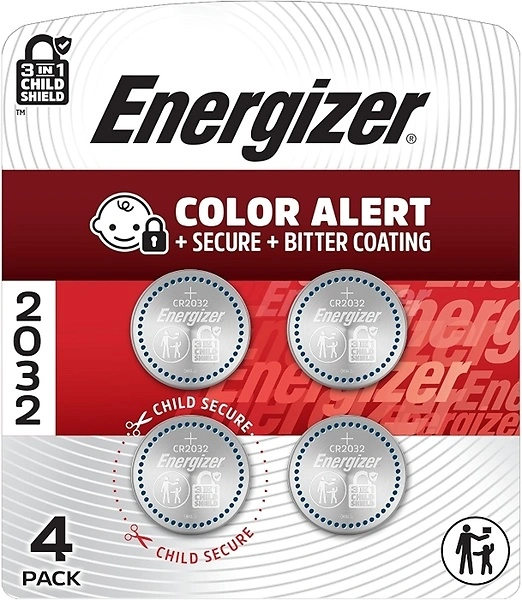 Energizer 2032 Batteries (4 Pack), 3V Lithium Coin Batteries