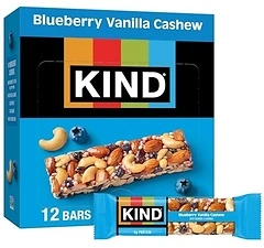 KIND Healthy Snacks Bars, Blueberry Vanilla Cashew, Gluten Free, 5g Protein, 12 Count