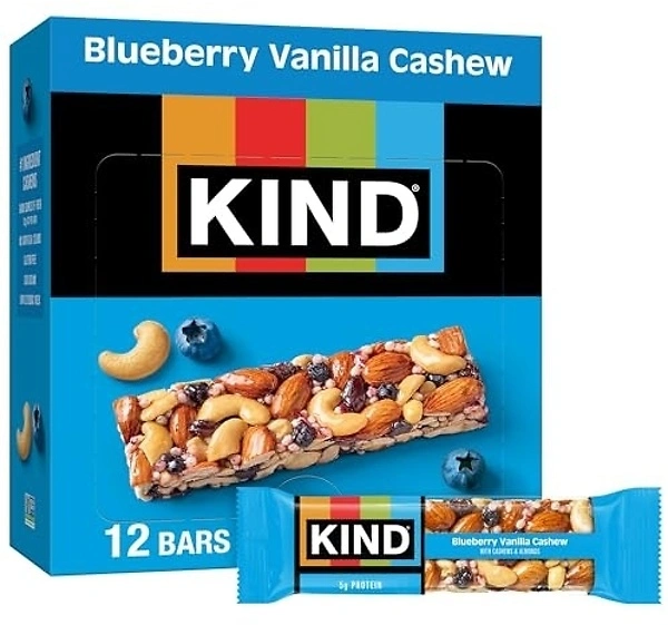 KIND Healthy Snacks Bars, Blueberry Vanilla Cashew, Gluten Free, 5g Protein, 12 Count