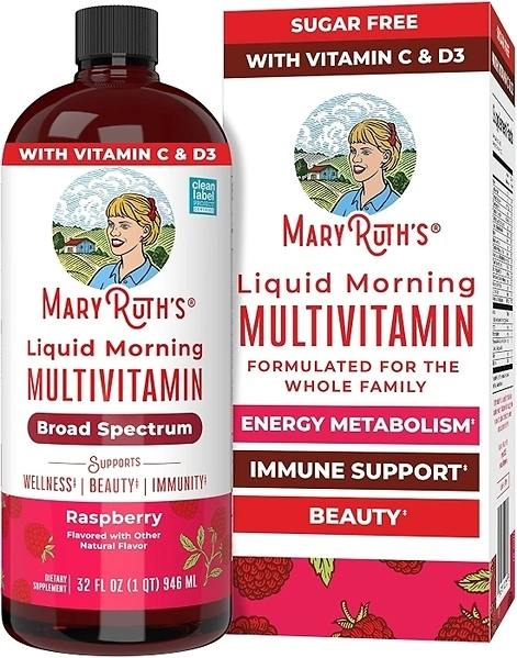 MARYRUTH'S Liquid Morning Multivitamin for Women, Men & Kids, 32 Servings