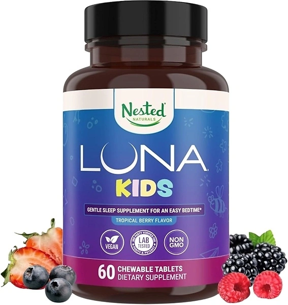 Nested Naturals Luna Kids Sugar-Free Sleep Aid Tablets, 60 Chewable Tablets