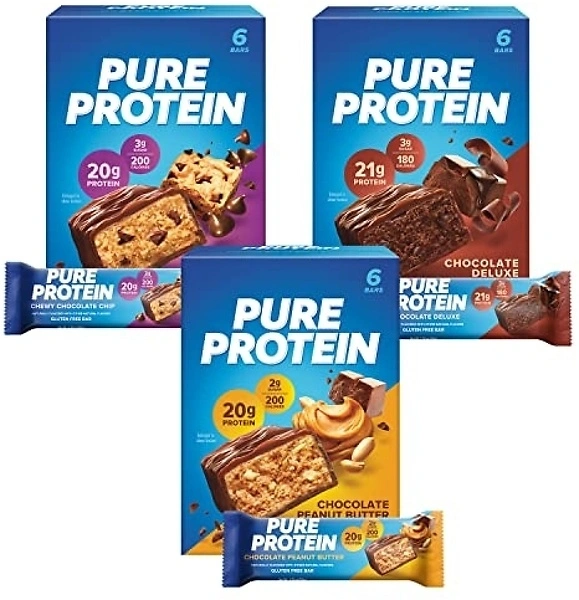 Pure Protein Variety Pack Protein Bars, 20g-21g Protein, Gluten Free, 18 Ct