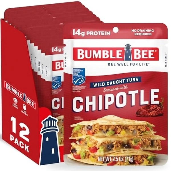 Bumble Bee Chipotle Seasoned Tuna Pouch, 2.5 oz (Pack of 12)