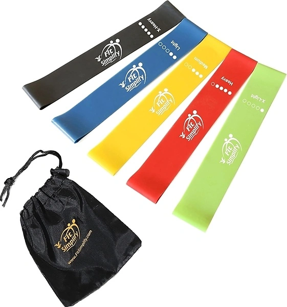 Fit Simplify Resistance Loop Exercise Bands, Set of 5 with Instruction Guide