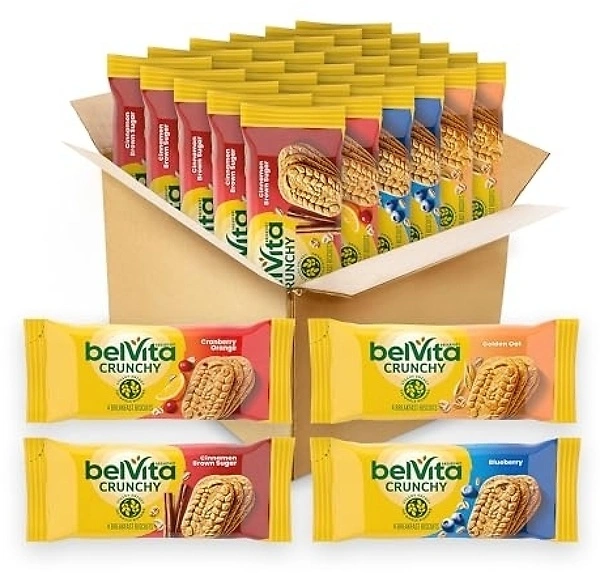 belVita Breakfast Bars Biscuits Variety Pack, 4 Flavors, 30 Packs