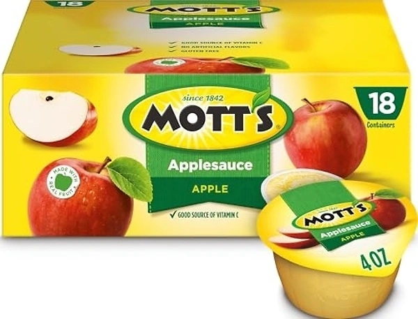 Mott's Applesauce, 4 oz Cups, 18 Count, Good Source of Vitamin C