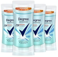 Degree Advanced Antiperspirant Deodorant, 72-Hour Protection, 4 Count, 2.6 oz