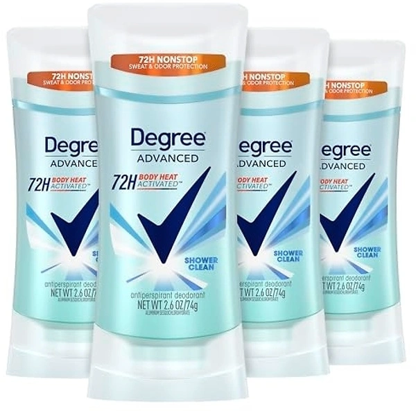 Degree Advanced Antiperspirant Deodorant, 72-Hour Protection, 4 Count, 2.6 oz