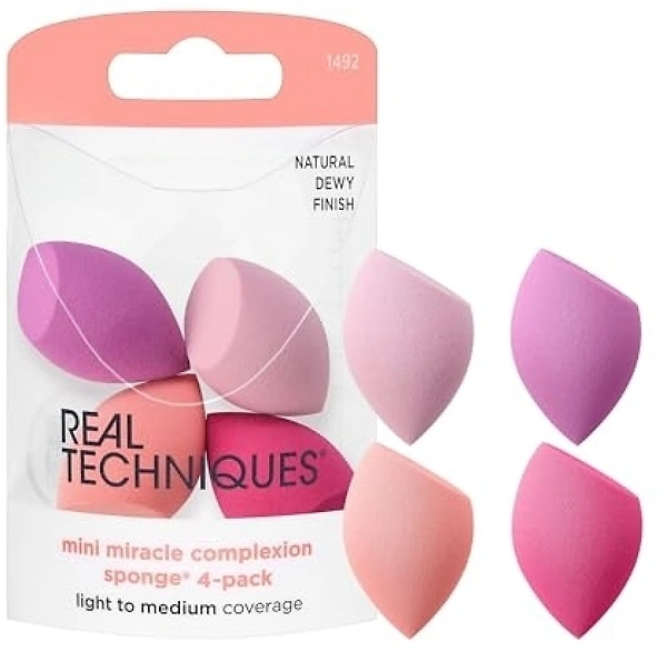 Real Techniques Mini Miracle Complexion Sponge, Mini Makeup Sponge 4 Pack