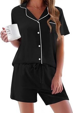 Ekouaer Pajamas Set for Women Short Sleeve Sleepwear Button Down Pj XS-XXXL