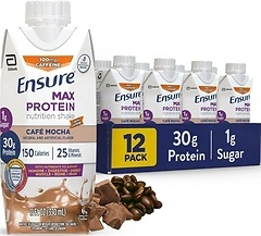 Ensure Max Protein Cafe Mocha Shake, 30g High Protein, 12 Pack