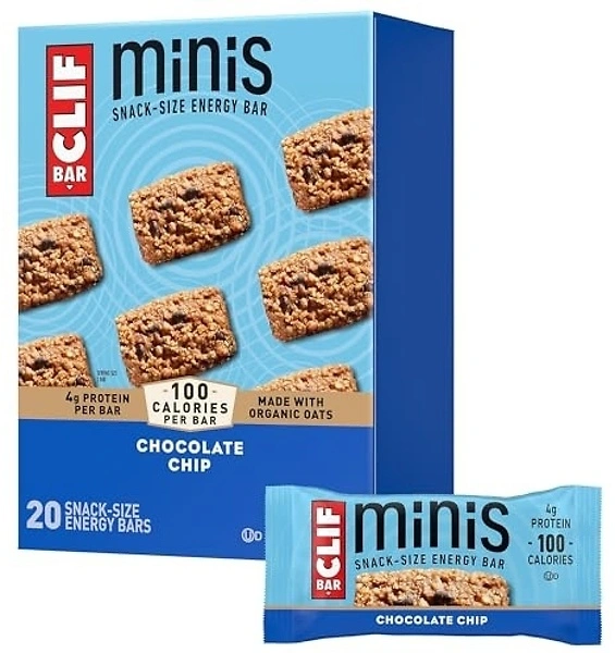 Clif Bar Minis, Chocolate Chip, Made with Organic Oats, 4g Protein, 20 Count