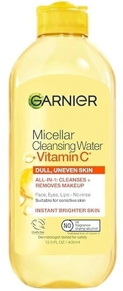 Garnier Micellar Water with Vitamin C, Facial Cleanser & Makeup Remover, 13.5 oz