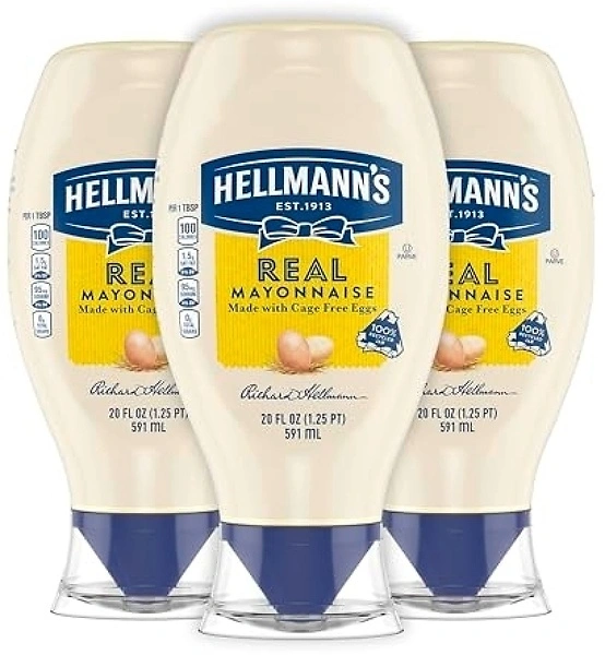 Hellmann's Real Mayonnaise 20 oz, Mayo Squeeze, Sandwich Spread, 3PK