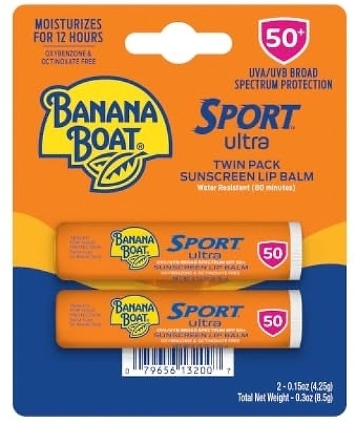 Banana Boat Sport Lip Sunscreen SPF 50, 0.15 oz (2 Pack)