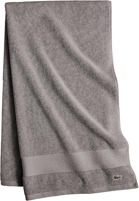 Lacoste Heritage Supima Cotton Bath Towel, Meteorite, 30" x 54", Highly Absorbent