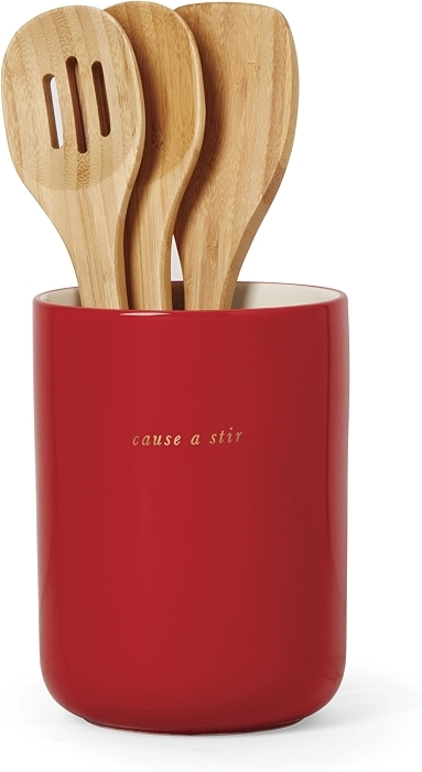 Kate Spade New York Make It Pop Kitchen Collection, Apple Crock with Servers, Red