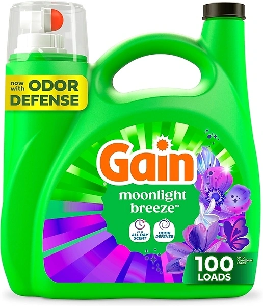 Gain Liquid Laundry Detergent, Odor Defense, Moonlight Breeze, 132 fl oz, 100 Loads