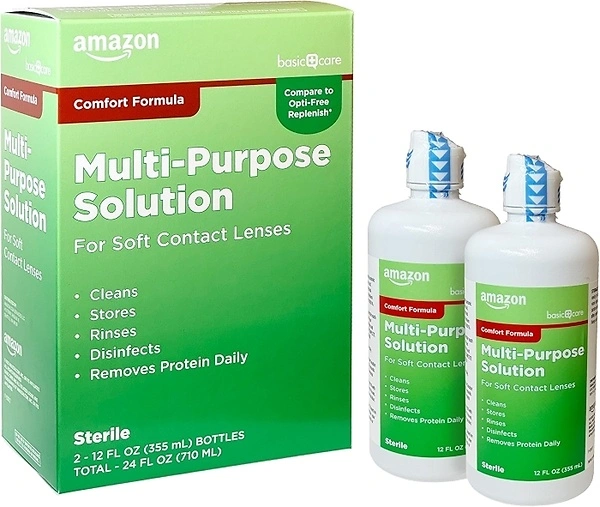 Amazon Basic Care Multi-Purpose Solution for Soft Contact Lenses, 12 fl oz, 2 Pack