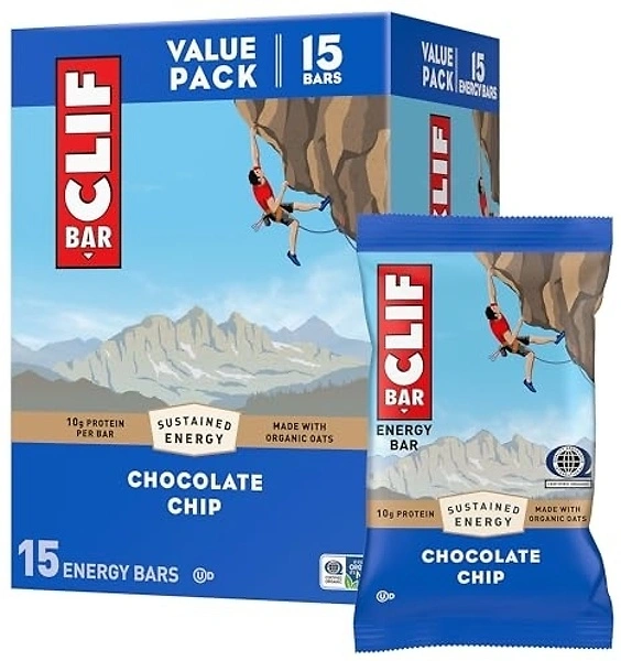 CLIF BAR Protein Energy Bars, Chocolate Chip, 15ct