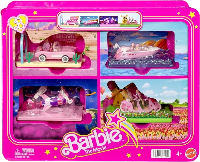 Barbie Mini Land Movie-Inspired Vehicle Collection, 8 Dolls & 4 Vehicles