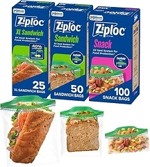 Ziploc Sandwich and Snack Bags, 175 Count, Easy Open and Close