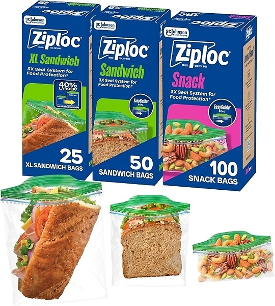 Ziploc Sandwich and Snack Bags, 175 Count, Easy Open and Close