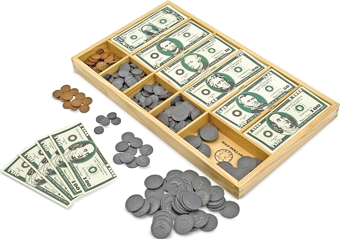 Melissa & Doug Play Money Set - Educational Toy with Paper Bills and Coins