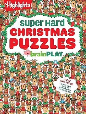 brainPLAY Super Hard Christmas Puzzles: 200+ Puzzles, Mazes, Logic Games for Kids 7+