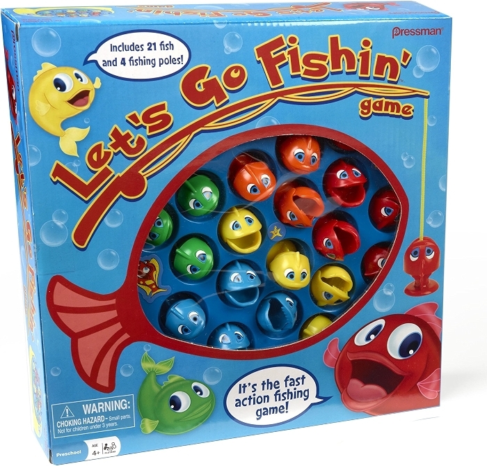 Let's Go Fishin' Game by Pressman - Original Fast-Action Fishing Game, 1-4 players