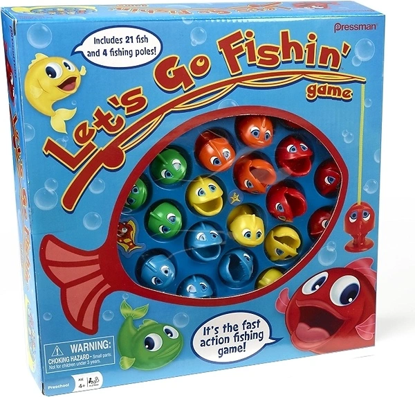 Let's Go Fishin' Game by Pressman - Original Fast-Action Fishing Game, 1-4 players