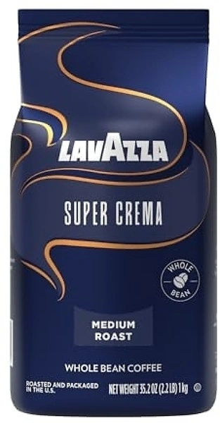 Lavazza Super Crema Whole Bean Coffee, Medium Espresso Roast, 2.2 lb Bag