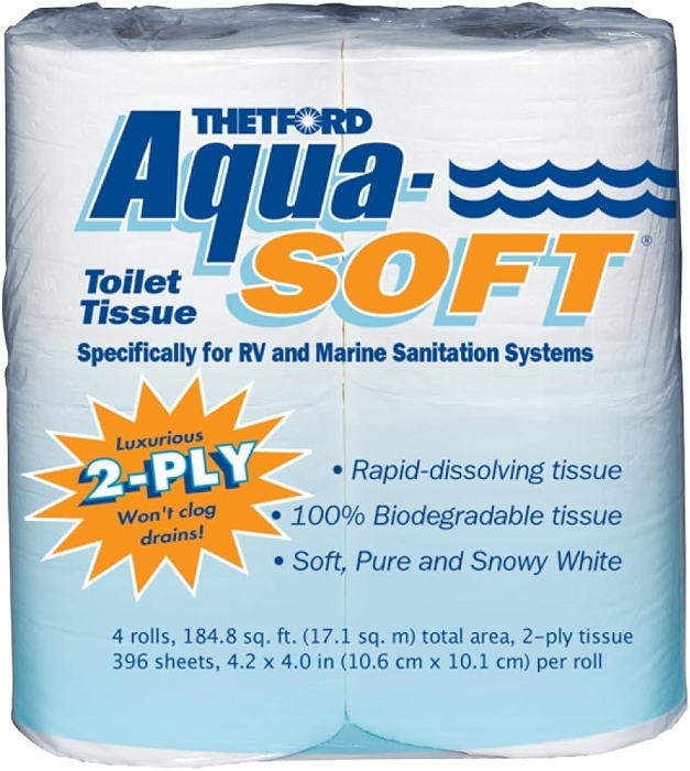 Thetford Aqua-Soft Toilet Tissue for RV and Marine, 2-ply, 4 Rolls