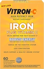 Vitron-C Iron Supplement Plus Vitamin C, Immunity Support, 60 Ct