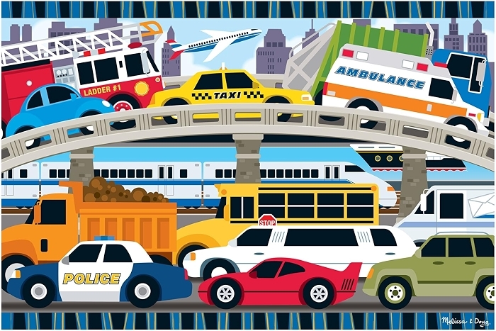 Melissa & Doug Traffic Jam Jumbo Floor Puzzle (24 Pieces, 2 x 3 Feet)
