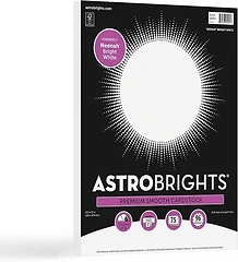Astrobrights/Neenah Bright White Cardstock, 8.5" x 11", 65 lb, 75 Sheets