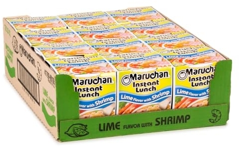 Maruchan Instant Lunch Ramen Noodles, Lime Flavor with Shrimp, 12 Pack