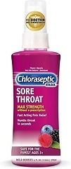 Chloraseptic Max Strength Sore Throat Spray, Sugar-Free Wild Berry, 4 Fl Oz