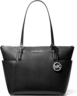 Michael Kors Jet Set East West Tote, Silver-Tone Hardware/Black
