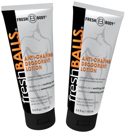 FRESH BALLS Anti Chafing Cream Ball Deodorant for Men, 3.4 oz, Pack of 2