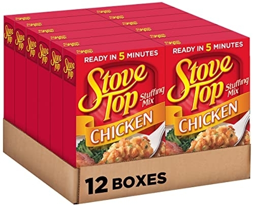 Stove Top Chicken Stuffing Mix, Instant Side Dish, Savory Seasoned, 6 oz, 12 Pack