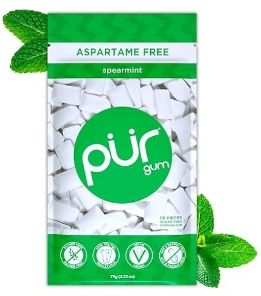 PUR Gum, Spearmint, Xylitol Gum, No Artificial Flavor, 55 Count
