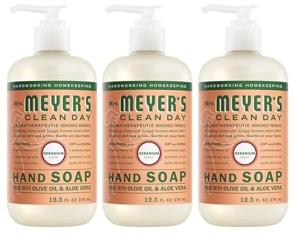 MRS. MEYER'S CLEAN DAY Liquid Hand Soap, Geranium, 12.5 fl oz, 3 Pack