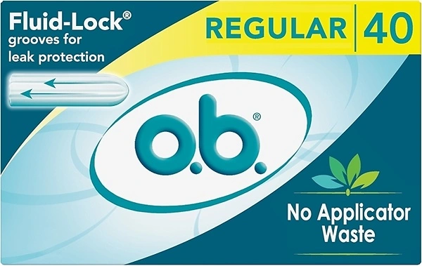 o.b. No Applicator Tampons Regular, Applicator, Free Fragrance Free, 40 ct