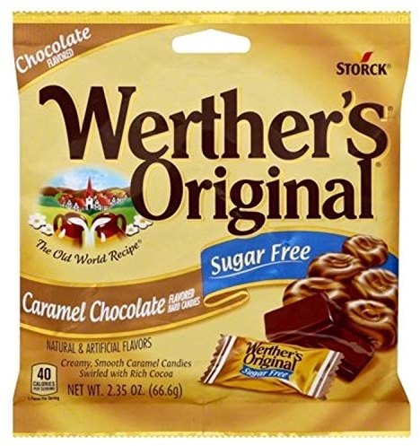 Werther's Original Sugar Free Caramel Chocolate Hard Candies, 2.35 oz, 2 Bags