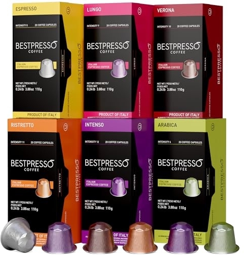 Bestpresso Coffee Pods For Nespresso Original Machines, Variety Pack 120