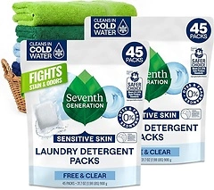 Seventh Generation Laundry Detergent Packs, Free & Clear, 45 Count, 2 Pack
