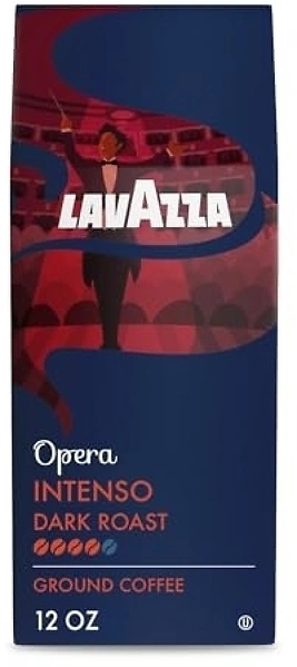 Lavazza Opera Intenso Ground Coffee 12oz, Dark Roast, Intensity 4/5, Bold Taste
