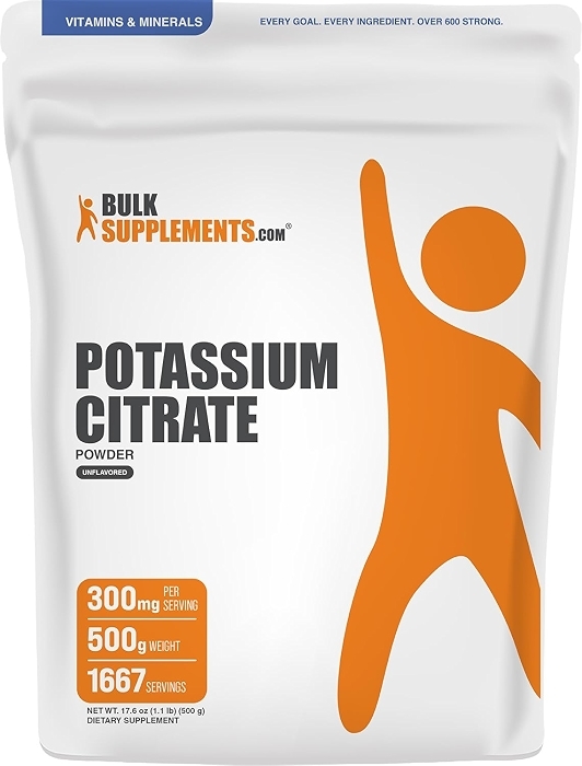 BulkSupplements.com Potassium Citrate Powder, 500g, 99mg Potassium per Serving